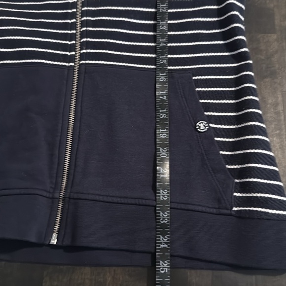 Barbour Navy Stripe Causeway Overlayer Full Zip  Nautical Sweatshirt Size 8 - Picture 6 of 7